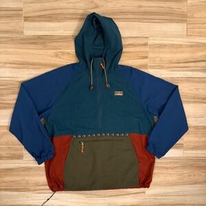 LL Bean Mountain Classic Anorak Colorblock Half Zip Hooded Jacket Mens XL 505271